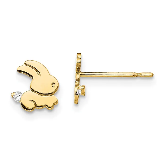 14k Madi K CZ Childrens Bunny Post Earrings 035 grams Qgold Earrings