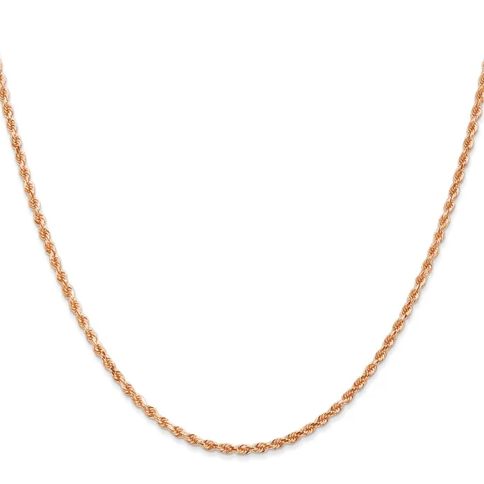 14k Rose Gold 2 mm Diamondcut Rope with Lobster Clasp Chain 612 grams Qgold Necklaces 14k Rose Gold 2 mm Diamondcut Rope with Lobster Clasp Chain 612 grams Qgold Necklaces