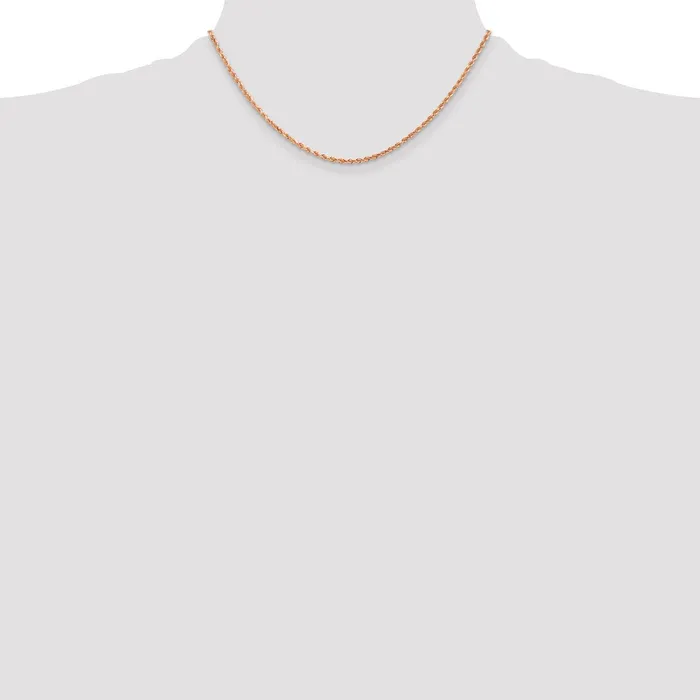 14k Rose Gold 2 mm Diamondcut Rope with Lobster Clasp Chain 612 grams Qgold Necklaces 14k Rose Gold 2 mm Diamondcut Rope with Lobster Clasp Chain 612 grams Qgold Necklaces