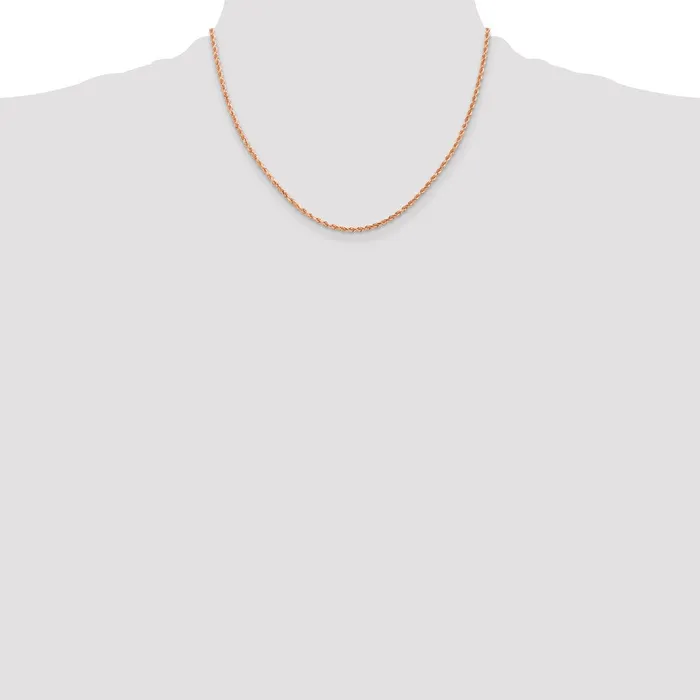 14k Rose Gold 2 mm Diamondcut Rope with Lobster Clasp Chain 612 grams Qgold Necklaces 14k Rose Gold 2 mm Diamondcut Rope with Lobster Clasp Chain 612 grams Qgold Necklaces