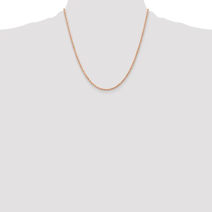 14k Rose Gold 2 mm Diamondcut Rope with Lobster Clasp Chain 612 grams Qgold Necklaces 14k Rose Gold 2 mm Diamondcut Rope with Lobster Clasp Chain 612 grams Qgold Necklaces