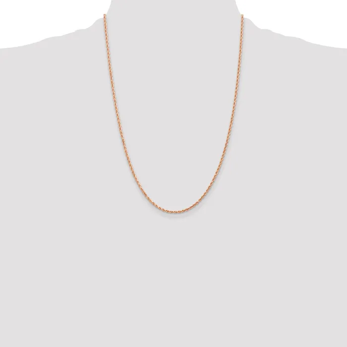 14k Rose Gold 2 mm Diamondcut Rope with Lobster Clasp Chain 612 grams Qgold Necklaces 14k Rose Gold 2 mm Diamondcut Rope with Lobster Clasp Chain 612 grams Qgold Necklaces
