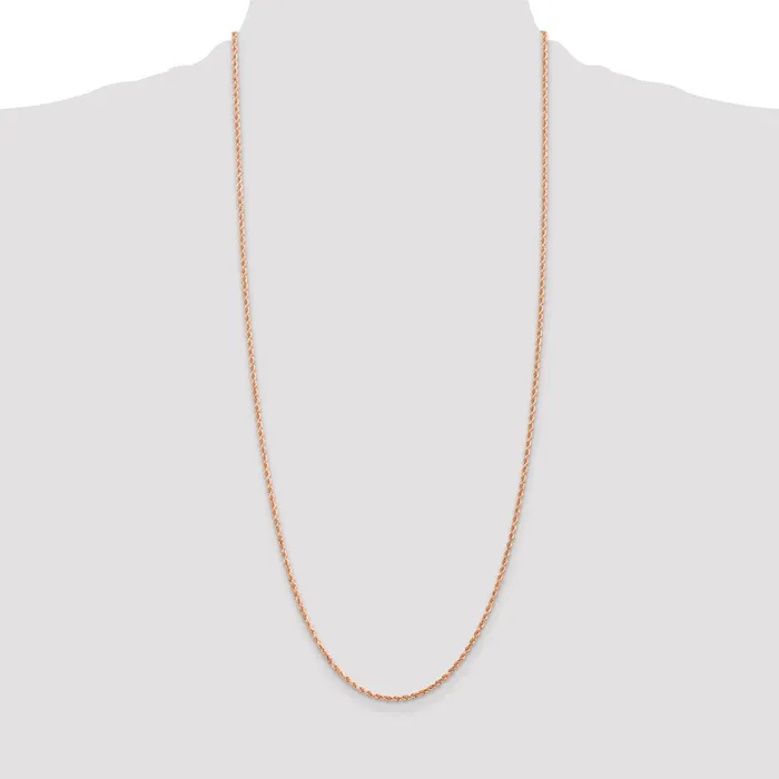 14k Rose Gold 2 mm Diamondcut Rope with Lobster Clasp Chain 612 grams Qgold Necklaces 14k Rose Gold 2 mm Diamondcut Rope with Lobster Clasp Chain 612 grams Qgold Necklaces