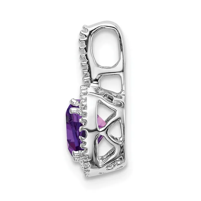 14k White Gold Cushion Amethyst and Diamond Pendant 13 grams Qgold Necklaces
