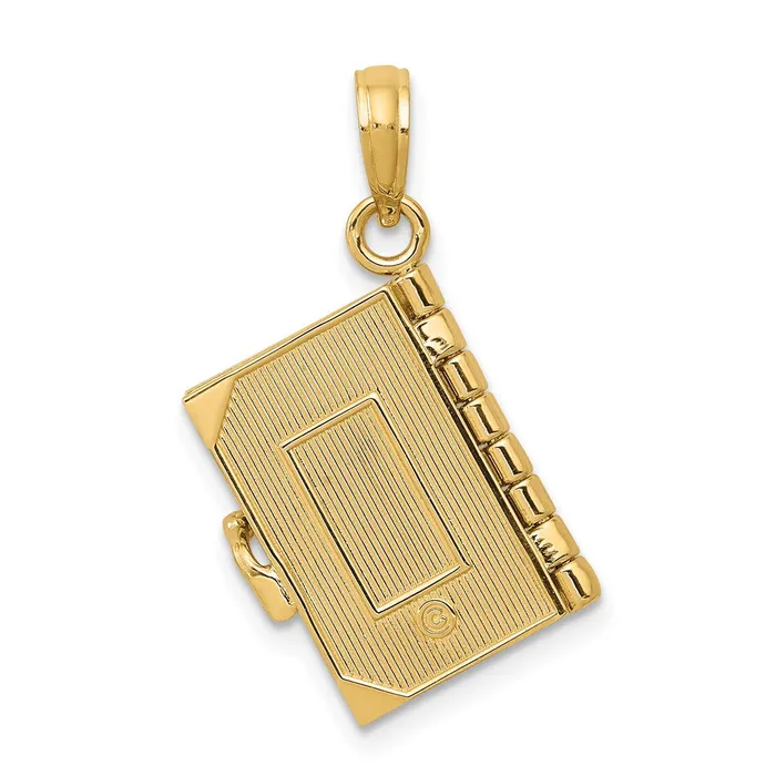 14k Yellow Gold 11 mm 3D Lords Prayer Bible Pendant 418 grams Qgold Necklaces
