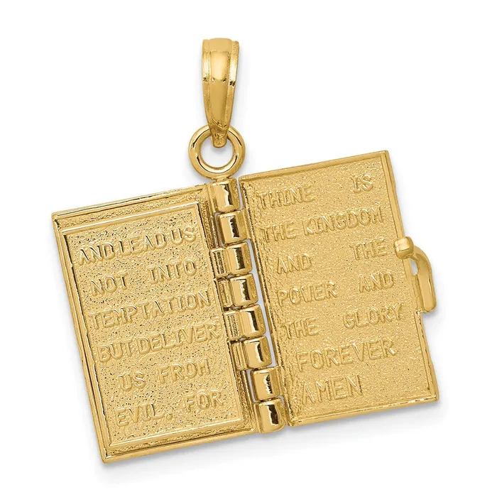 14k Yellow Gold 11 mm 3D Lords Prayer Bible Pendant 418 grams Qgold Necklaces