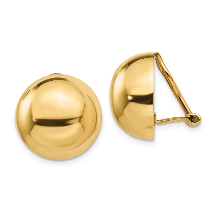 14k Yellow Gold 16 mm Half Ball Nonpierced Earrings 531 grams Qgold Earrings