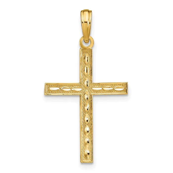 14k Yellow Gold 17 mm Reversible FAITH HOPE LOVE Cross Pendant 094 grams Qgold Necklaces
