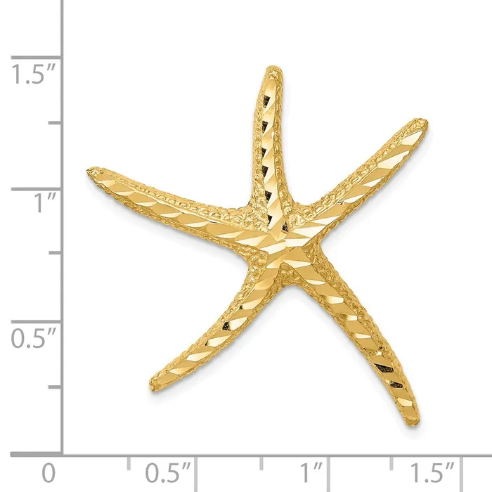 14k Yellow Gold 33 mm Textured Diamondcut Starfish Slide 388 grams Qgold Rings 14k Yellow Gold 33 mm Textured Diamondcut Starfish Slide 388 grams Qgold Rings