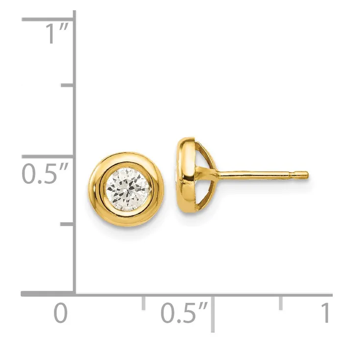 14k Yellow Gold 7 mm Polished CZ Fancy Post Earrings 059 grams Qgold Earrings