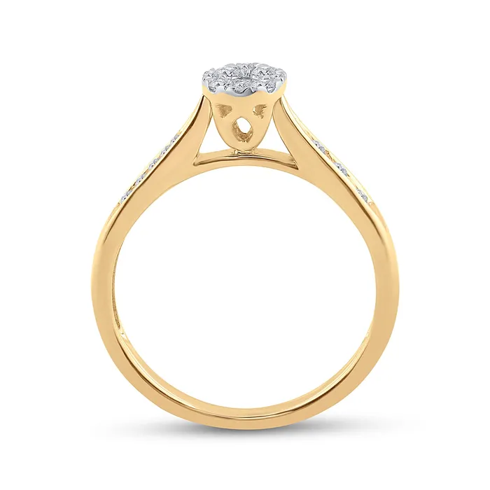 14Kt Yellow Gold 14CtwDia Ana M 4 Stone Flower Fashion Ring 253 grams GND Rings