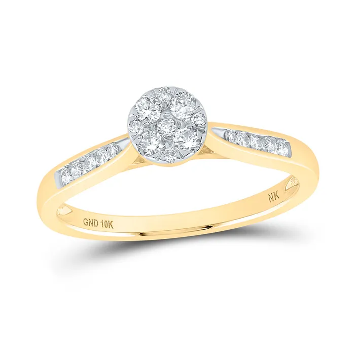 14Kt Yellow Gold 14CtwDia Ana M 4 Stone Flower Fashion Ring 253 grams GND Rings