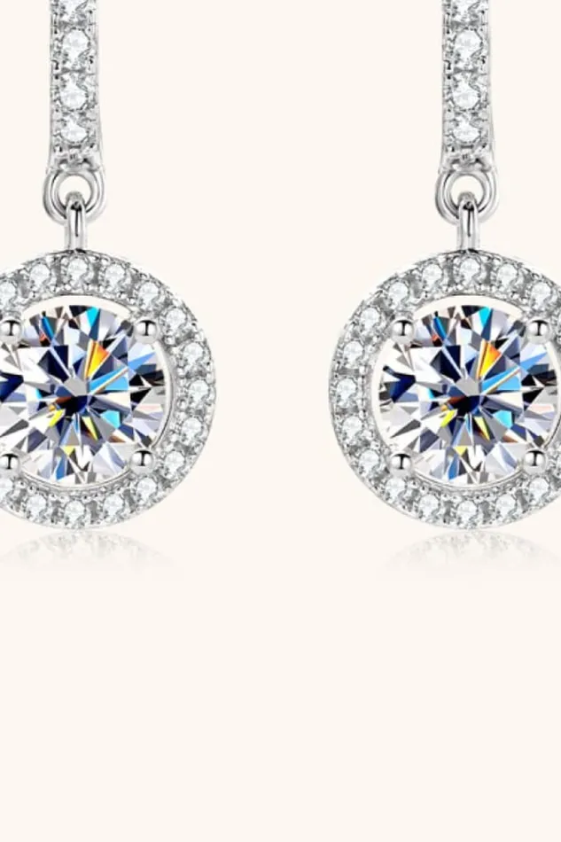 2 Carat Moissanite 925 Sterling Silver Drop Earrings Trendsi Earrings