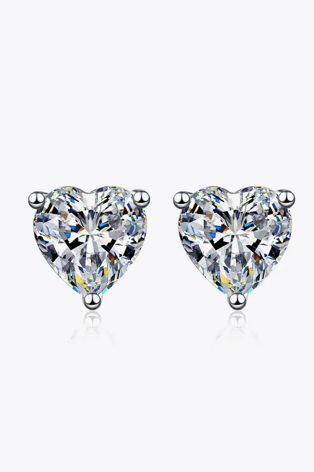 2 Carat Moissanite HeartShaped Stud Earrings Trendsi Earrings