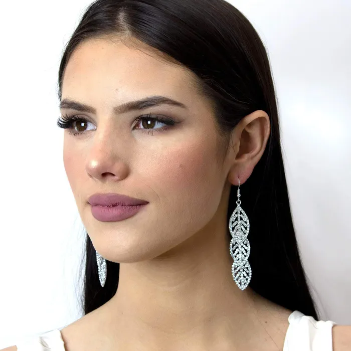 4019 Earrings 15318 Triple Layered Drop Leaf Fish Hook Earrings