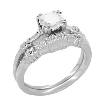 Antique Jewelry Mall Rings Art Deco Hearts and Clovers White Topaz Solitaire Promise Ring in Sterling Silver