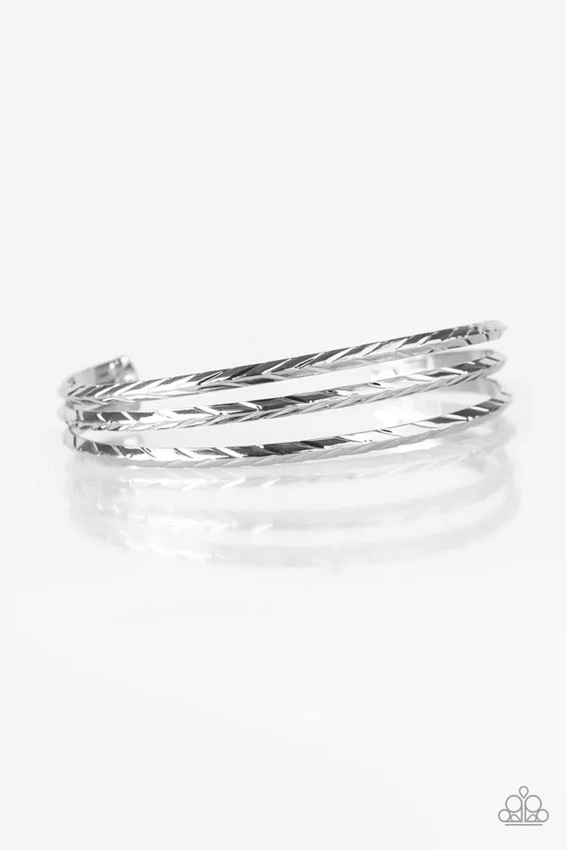 Bracelets Eastern Empire Silver Textured Bar Cuff Bracelet Paparazzi Paparazzi Accessories