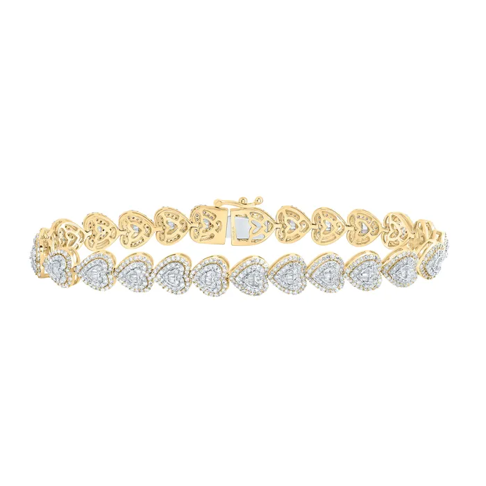 Bracelets GND 14Kt Gold 3 15CtwDia Nk Heart Bracelet 7Inch