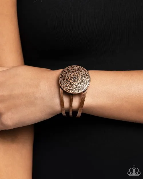 Bracelets Paparazzi Accessories Head Over Hibiscus Copper Floral Cuff Bracelet Paparazzi