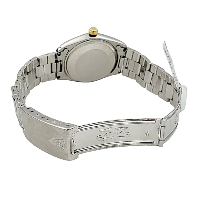 Bracelets Rolex Mens Rolex 34mm Vintage Oyster Perpetual Stainless Steel Watch with Silver Dial and Smooth Bezel PreOwned 1002