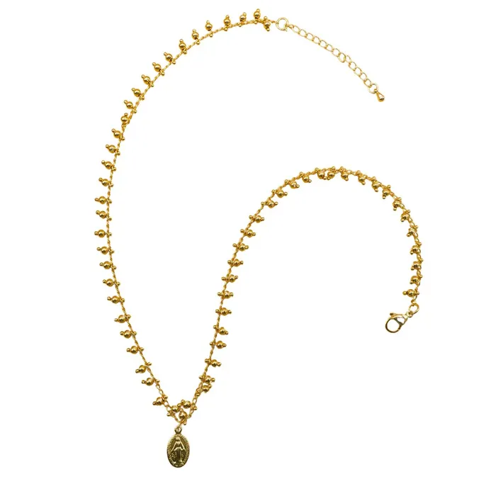 BRAZIL Necklaces GoldPlated Miraculous Medal Gold Beaded Necklace 18inch