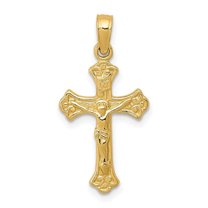 Charm Necklaces 14k Yellow Gold 13 mm INRI Jesus Crucifix Charm 092 grams Qgold Charm Necklaces 14k Yellow Gold 13 mm INRI Jesus Crucifix Charm 092 grams Qgold