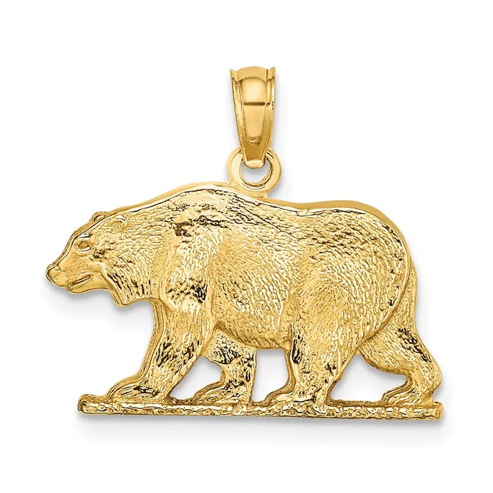 Charm Necklaces 14k Yellow Gold 2056 mm Textured Bear Charm 215 grams Qgold