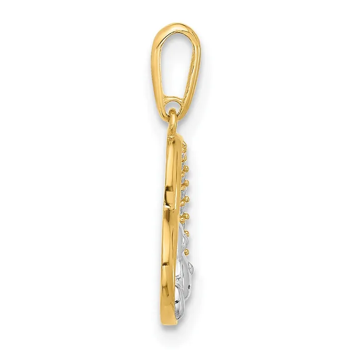 Charm Necklaces Qgold 10k Yellow wRhodium 115 mm CZ Cubic Zirconia Dog In Heart Charm 054 grams