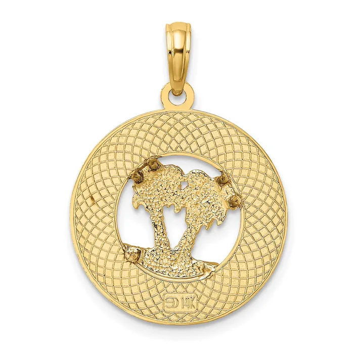 Charm Necklaces Qgold 14k Yellow Gold 191 mm FLORIDA wDouble Palm Tree Circle Charm 211 grams Charm Necklaces Qgold 14k Yellow Gold 191 mm FLORIDA wDouble Palm Tree Circle Charm 211 grams