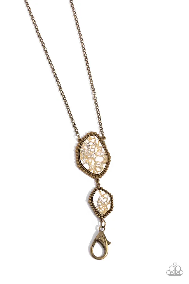 Desert Darling Brass White Stone Lanyard Necklace Paparazzi Paparazzi Accessories Necklaces