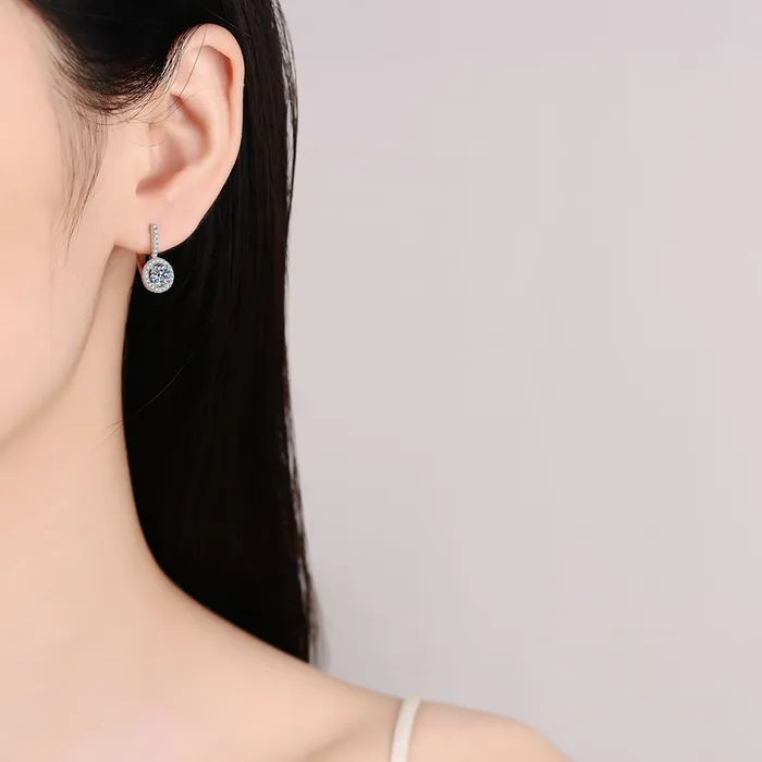 Earrings 1 Carat Moissanite 925 Sterling Silver Earrings Trendsi