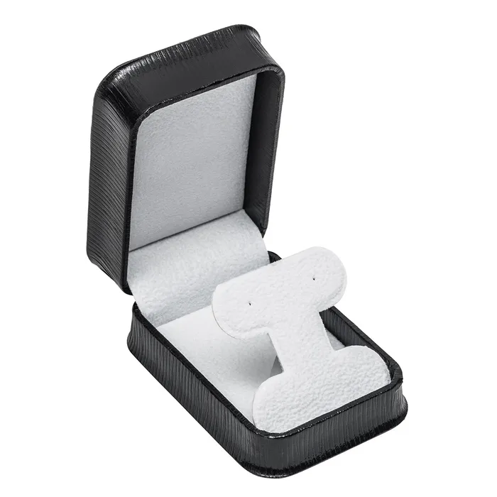 Earrings Noblepack CA Embossed Leatherette French Clip Earring Box with White Velvet Interior