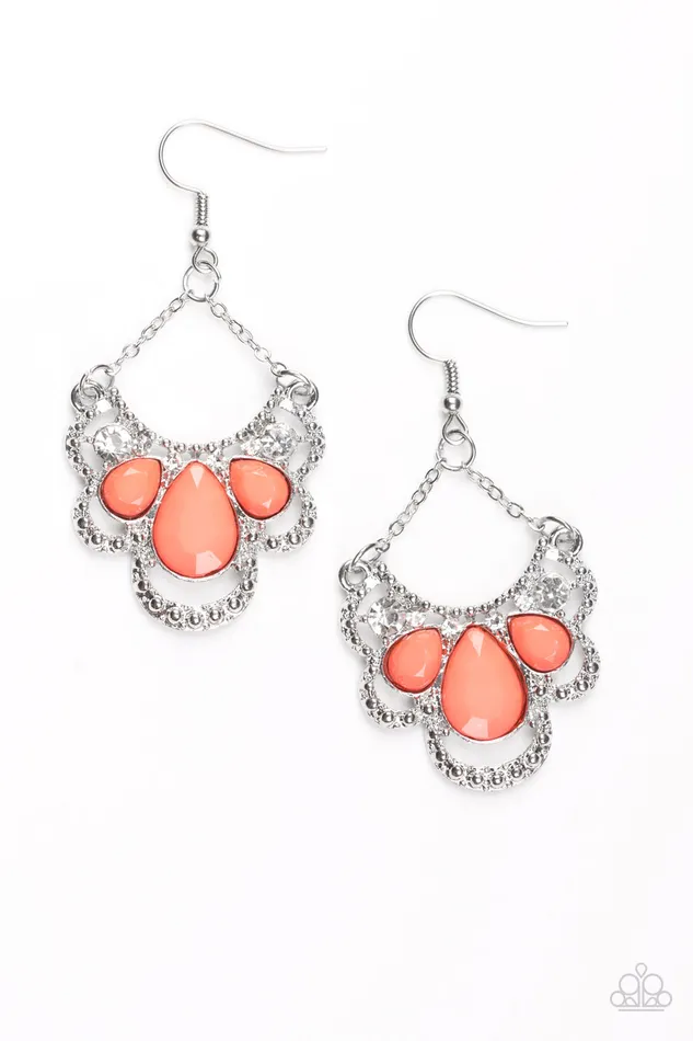 Earrings Paparazzi Accessories Caribbean Royalty Paparazzi Orange Coral Teardrop Silver Frame Earrings Earrings Paparazzi Accessories Caribbean Royalty Paparazzi Orange Coral Teardrop Silver Frame Earrings