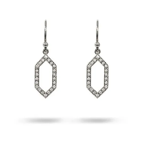 Earrings Penwarden Fine Jewellery GRAPHITE DROP DIAMOND EARRINGS IN WHITE GOLD