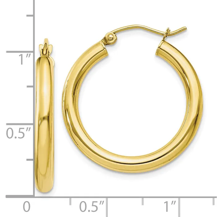 Earrings Qgold 10k Yellow Gold 2468 mm Tube Hoop Earrings 185 grams