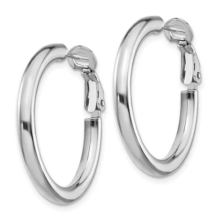 Earrings Qgold 14k White Gold 27 mm Polished Round Omega Back Hoop Earrings 261 grams Earrings Qgold 14k White Gold 27 mm Polished Round Omega Back Hoop Earrings 261 grams
