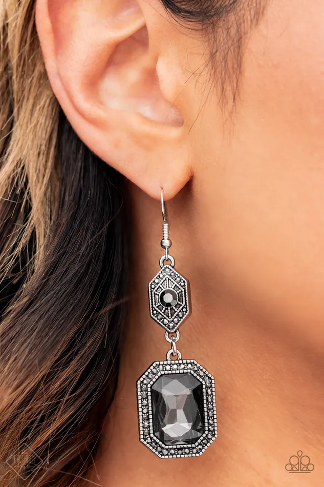 Earrings StarryEyed Sparkle Silver Smoky Gem Earrings Paparazzi Fashion Fix August 2022 Paparazzi Accessories