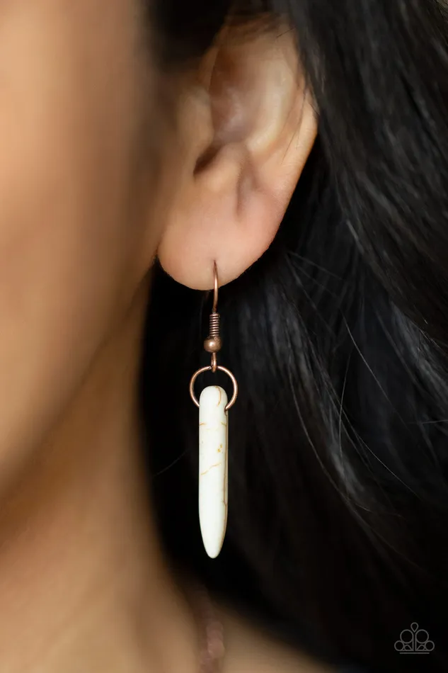 Exotic Edge Copper Chain White Stone Spike Necklace Paparazzi Paparazzi Accessories Necklaces