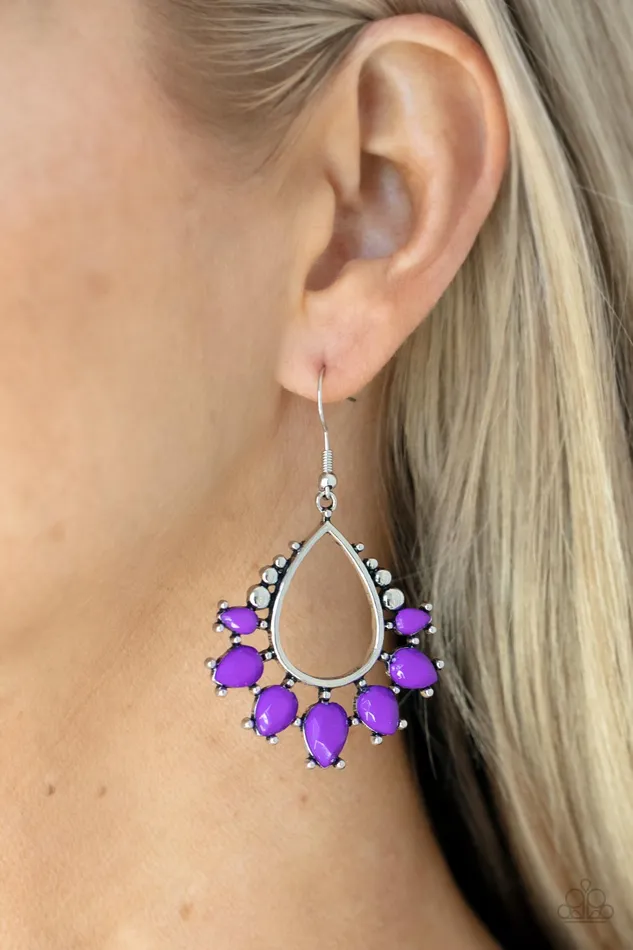 Flamboyant Ferocity Purple Bead Silver Earrings Paparazzi Paparazzi Accessories Earrings