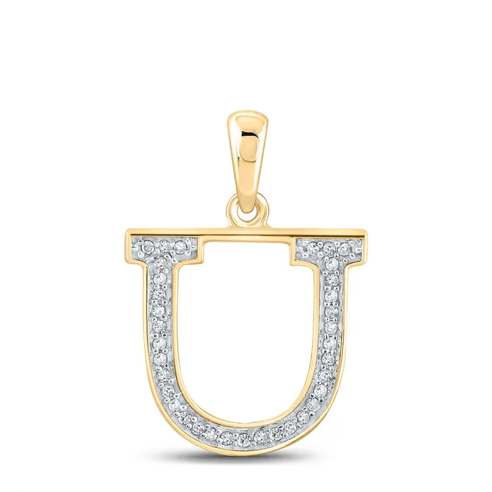 GND Necklaces Gold Initial U Letter Pendant 112 Cttw Round Natural Diamond Womens 061 grams