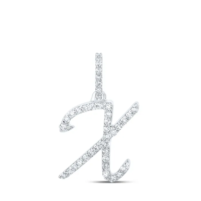 GND Necklaces Gold X Cursive Initial Letter Pendant 16 Cttw Round Natural Diamond Womens 083 grams
