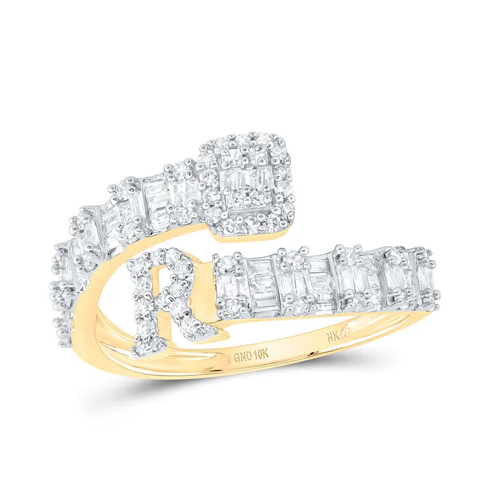 GND Rings 12CtwNat Dia Nk Fashion Initial R Ladies Cuff Ring 197 grams
