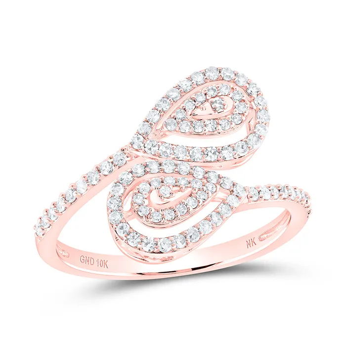 GND Rings Gold Bypass Teardrop Ring 38 Cttw Round Natural Diamond Womens 23 grams GND Rings Gold Bypass Teardrop Ring 38 Cttw Round Natural Diamond Womens 23 grams