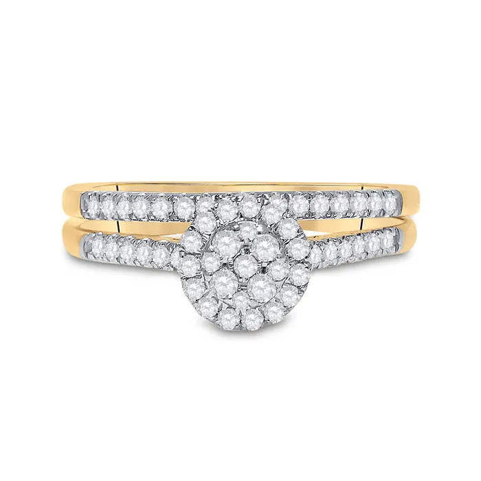 GND Rings Gold Cluster Bridal Wedding Ring Band Set 12 Cttw Round Natural Diamond Womens 364 grams