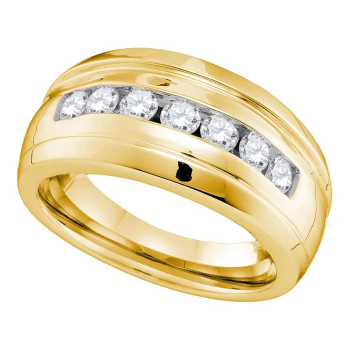 Gold Band Wedding Ring 34 Cttw Round Natural Diamond Mens 605 grams GND Rings