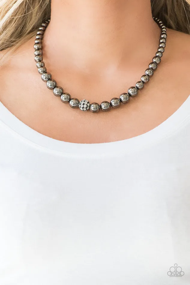 HighStakes FAME Black Gunmetal Bead Rhinestone Necklace Paparazzi Paparazzi Accessories Necklaces