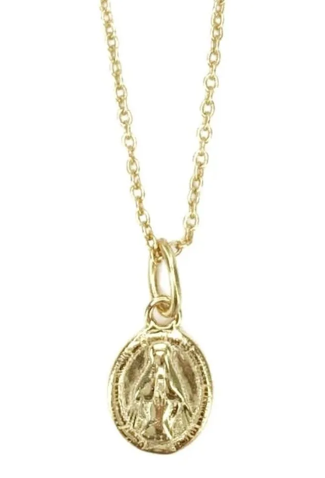 ITALY Necklaces Gold Vermeil Our Lady of Grace Rustic Necklace 18inch