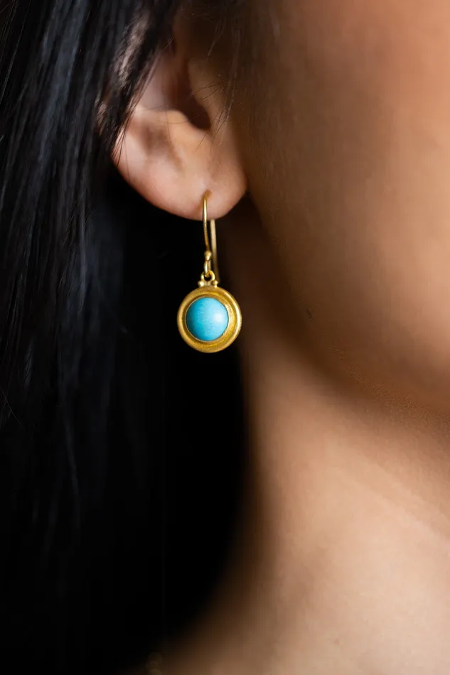 Lika Behar Earrings Lika Behar Yellow Gold Turquoise Dangle Earrings