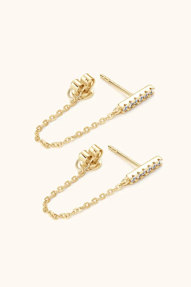 Moissanite 925 Sterling Silver Connected Earrings Trendsi Earrings