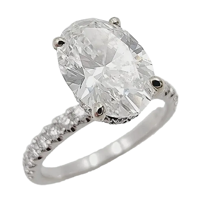 Monaco Jewelers Rings 18K White Gold 184ct Engagement Ring with Lab Grown Oval Diamond
